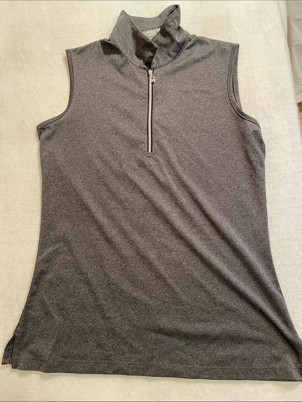 Callaway Women's Sleeveless Zip Mock Neck Top - Dark Gray
